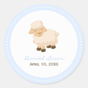 Little Lamb Baptism Classic Round Sticker