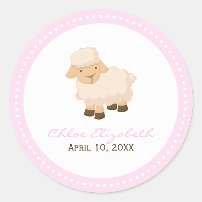 Little Lamb Baptism Classic Round Sticker (Front)