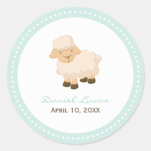 Little Lamb Baptism Classic Round Sticker