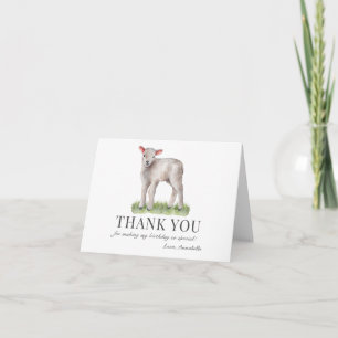 Little Lamb Birthday Thank You Card