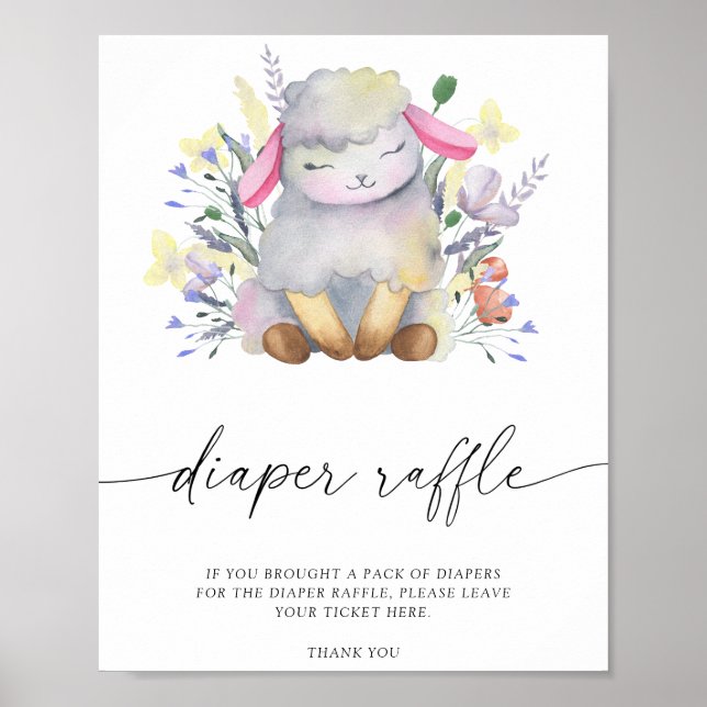 Little lamb - diaper raffle poster (Front)