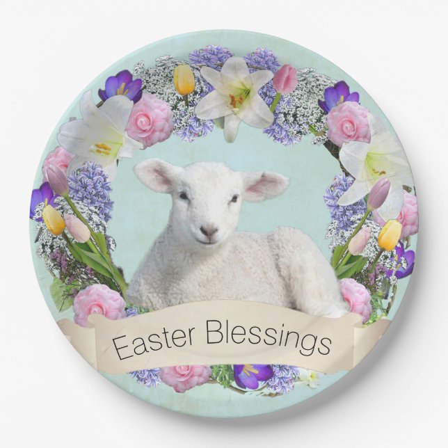 Little Lamb Easter Paper Plate (Front)