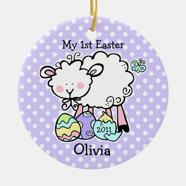 Little Lamb Easter Personalised Ornament (Front)