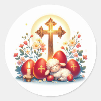 Little Lamb Orthodox Easter Celebration Classic Round Sticker