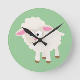 Little lamb round clock