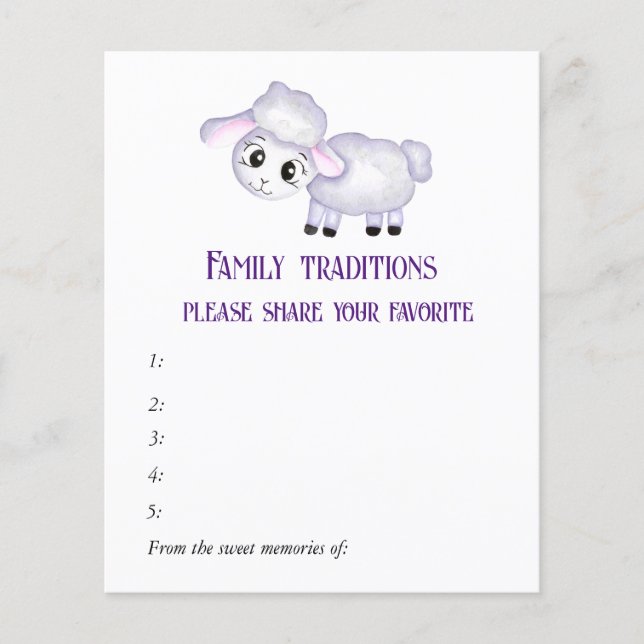 Little Lamb Sheep Baby Shower Family Traditions (Front)