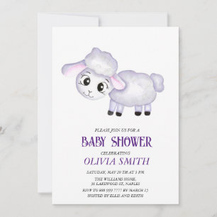 Little Lamb Sheep Baby Shower invitation