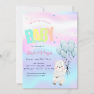 Little Lamb Sheep Holographic Baby Shower Invitation