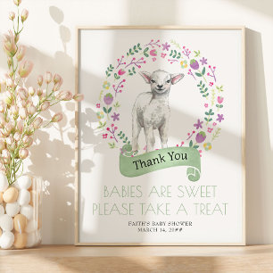 Little Lamb Spring Baby Shower Favour Table Poster