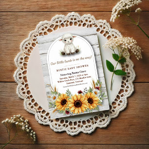 Little Lamb Sunflower Rustic Baby Shower Postcard