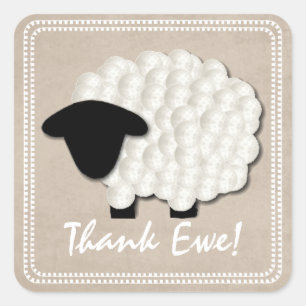 Little Lamb Thank You Stickers (Square)