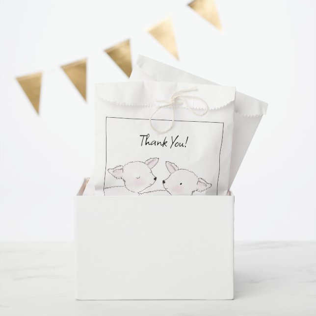 Little Lamb Twins Baby Shower Favour Bags (Party)
