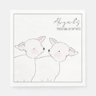 Little Lamb Twins Baby Shower Napkin