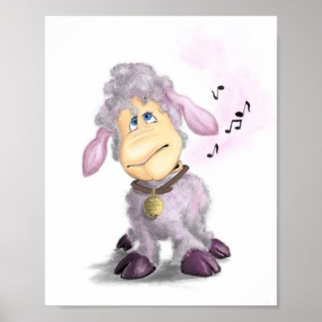 Little Lamb with Bell Poster Painting - Your Text (Front)