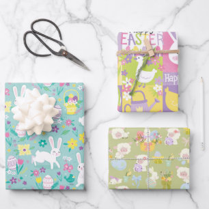Little Lambs And Bunnies Wrapping Paper Sheet