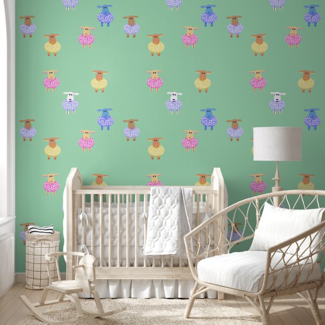 little lambs nursery Wallpaper Wall (Kids)