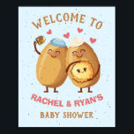 Little Latke Baby Shower Welcome Sign<br><div class="desc">Hanukkah Baby Shower for the new parents to be. Features mummy and daddy potatoes with hats made out of sourcream and a yarmulke and holding a cute latke baby. Great for a girl or boy baby to be! All wording can be changed. To make more changes go to Personalise this...</div>