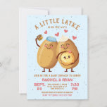 Little Latke Hanukkah Baby Girl Shower  Invitation<br><div class="desc">Hanukkah Baby Shower for the new parents to be. Features mummy and daddy potatoes with hats made out of sourcream and a yarmulke and holding a cute latke baby with flower bow. Great for a girl baby to be! All wording can be changed. To make more changes go to Personalise...</div>