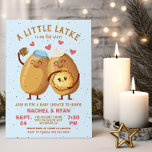 Little Latke Hanukkah Baby Shower  Invitation<br><div class="desc">Hanukkah Baby Shower for the new parents to be. Features mummy and daddy potatoes with hats made out of sourcream and a yarmulke and holding a cute latke baby. Great for a boy or girl baby to be! All wording can be changed. To make more changes go to Personalise this...</div>