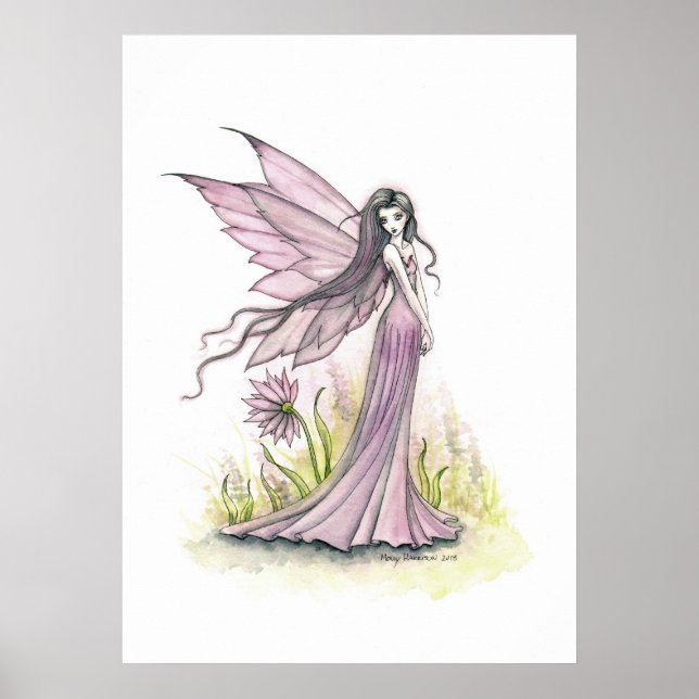 Little Lavender Fairy Fantasy Art Illustration Poster (Front)