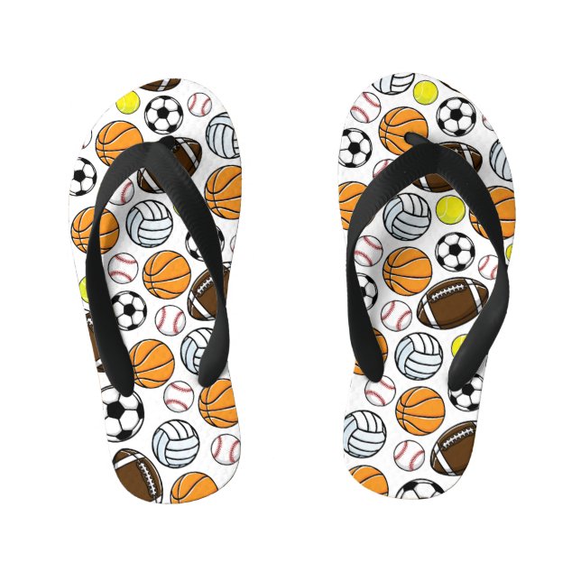 Little League Sports Balls Colourful Kids Fun Kid's Flip Flops (Footbed)