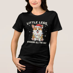 Little Legs Wagging All The Way – Cute Corgi Tri-Blend Shirt