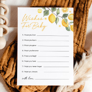 Little Lemon Baby Shower Wishes For Baby Advice Card