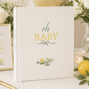 Little Lemon Sage Bow Oh Baby Baby Shower Guest Book
