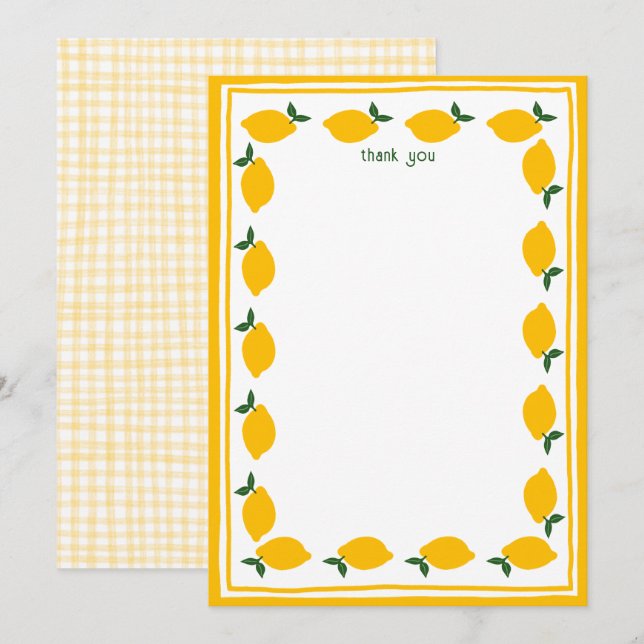 Little Lemons CUSTOM Bridal Shower  Thank You Card (Front/Back)