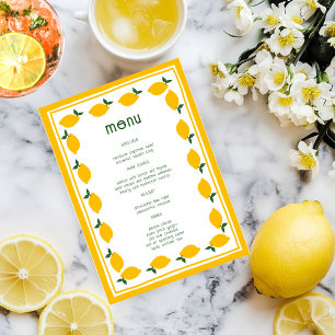 Little Lemons Lemonade CUSTOM Bridal Shower  Menu