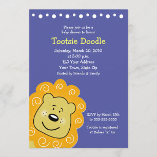 Little Leo Lion Baby Shower Invitation 5 x 7