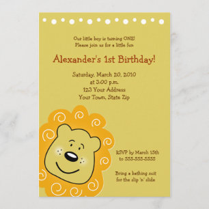Little Leo Lion BIRTHDAY Invitation 5 x 7