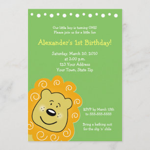 Little Leo Lion BIRTHDAY Invitation 5 x 7