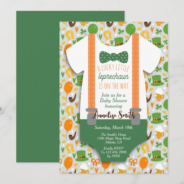Little Leprechaun Baby Shower Invitation (Front/Back)