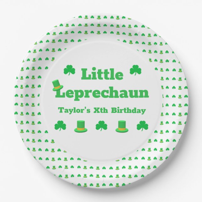 Little Leprechaun Birthday Paper Plate (Front)