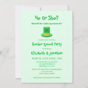 Little Leprechaun Gender Reveal Invitation
