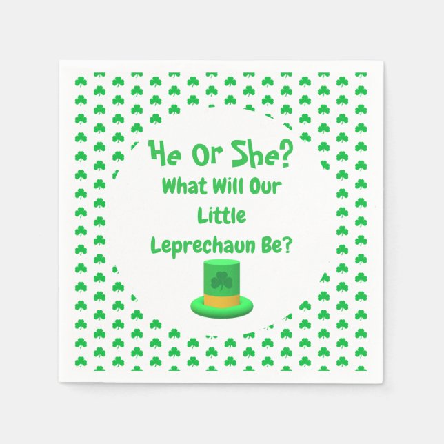 Little Leprechaun Gender Reveal Napkin (Front)