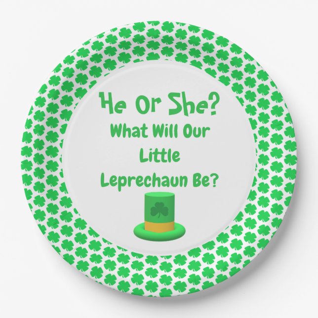 Little Leprechaun Gender Reveal Paper Plate (Front)