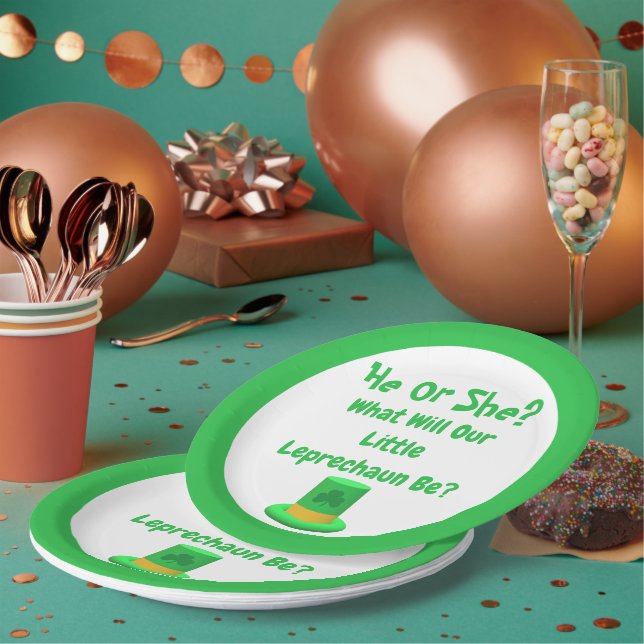 Little Leprechaun Gender Reveal Paper Plate (Multi)