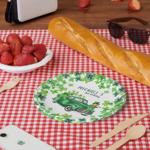 Little Leprechaun Truck Birthday Party Paper Plate