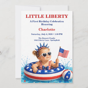 Little Liberty 1st Birthday Patriotic Pool Party Invitation