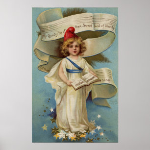Little Liberty Girl Sings My Country 'Tis of Thee Poster