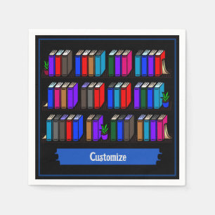 Little Library Book Club Black Napkin