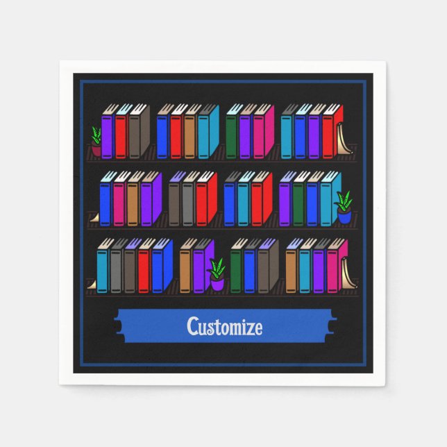 Little Library Book Club Black Napkin (Front)