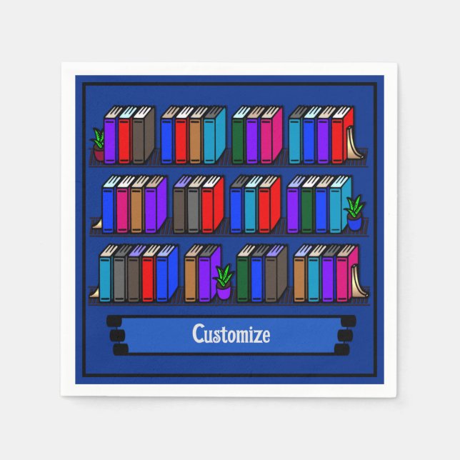 Little Library Book Club Blue Napkin (Front)