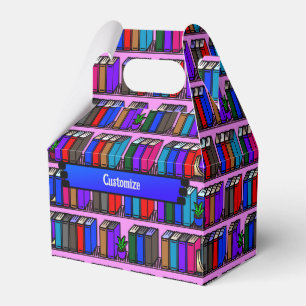Little Library Book Shelves Pink Gable Favour Box