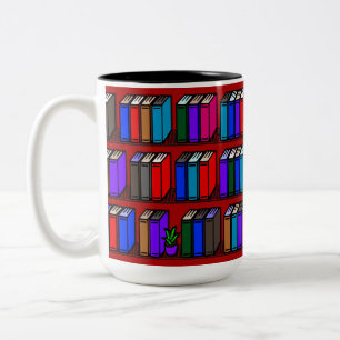 Little Library Book Shelves Red Two-Tone Coffee Mug