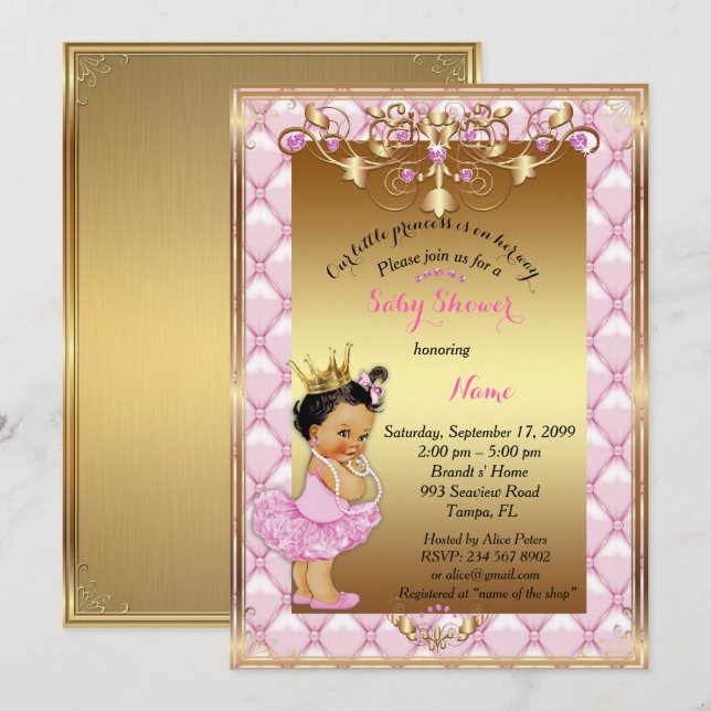 Little light skin Princess, Baby Shower Invitation (Front/Back)