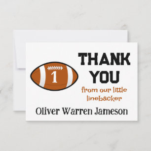 Little Linebacker Football Baby Boy's 1st Birthday Thank You Card