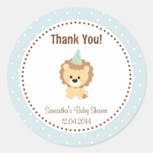 Little Lion Baby Shower Sticker Blue